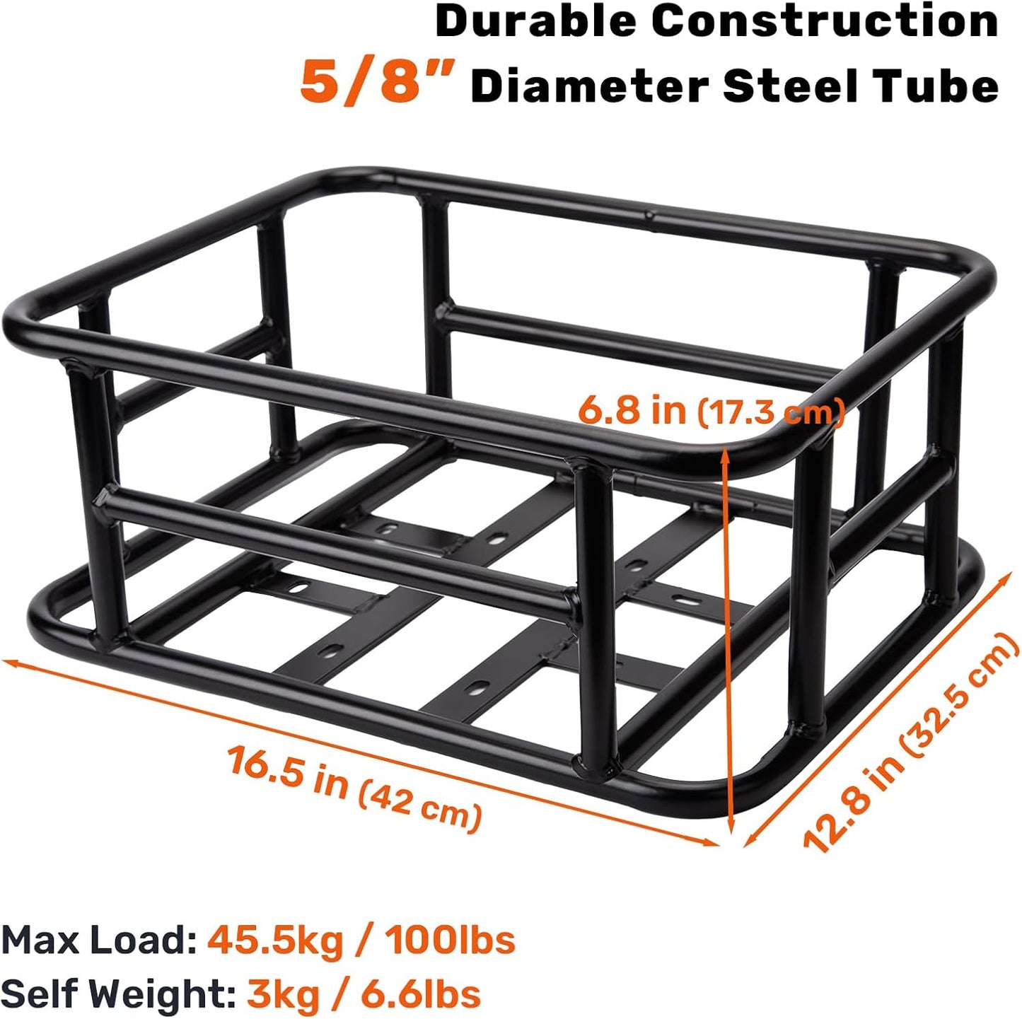 Universal Rear Basket for bikes | Heavy duty | 100lbs Capacity | With Net