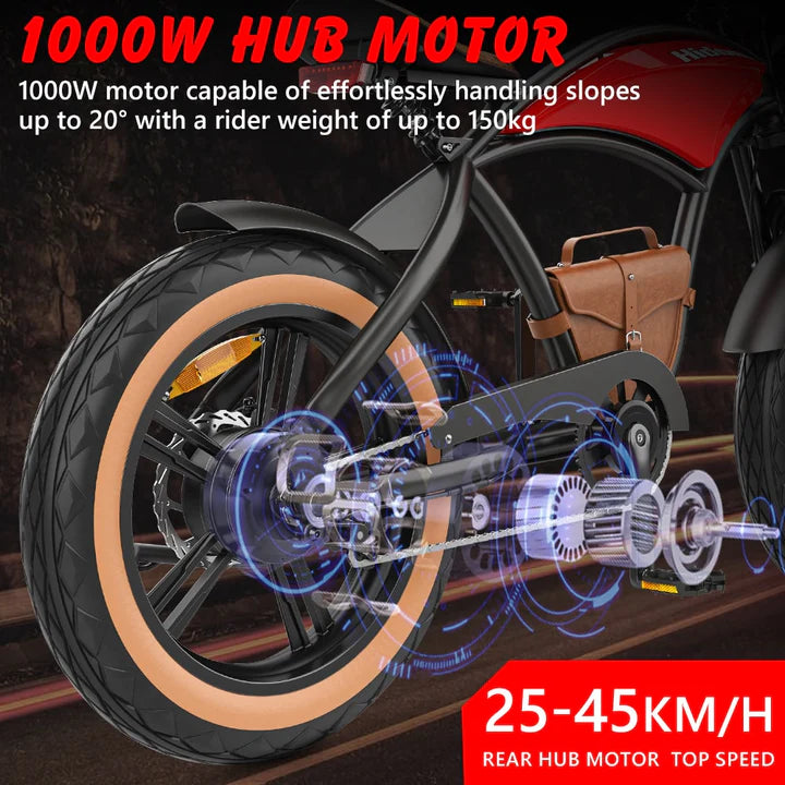 Hidoes B10 Electric Bike | 1000W | Fat tire | Cow Boy Style Seat |48km/hr| UL certified