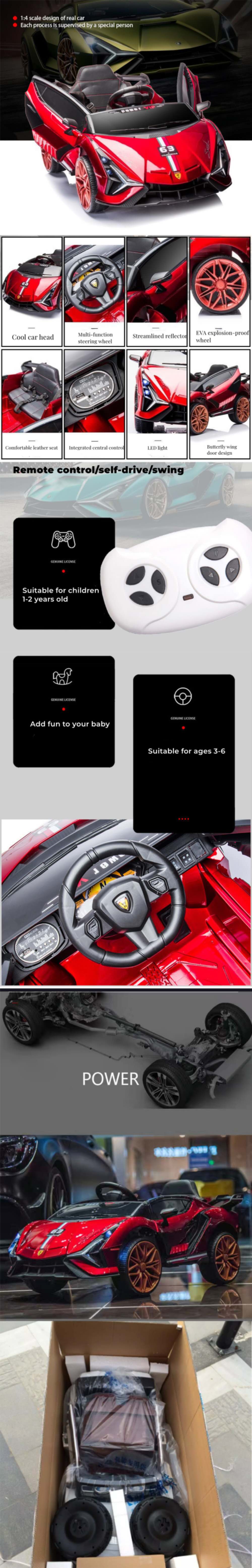 Kid's Lambo Ride On Sports Car | Remote Control | Music | Stories| Bluetooth| MP3 | EVA Tires| Leather Seat