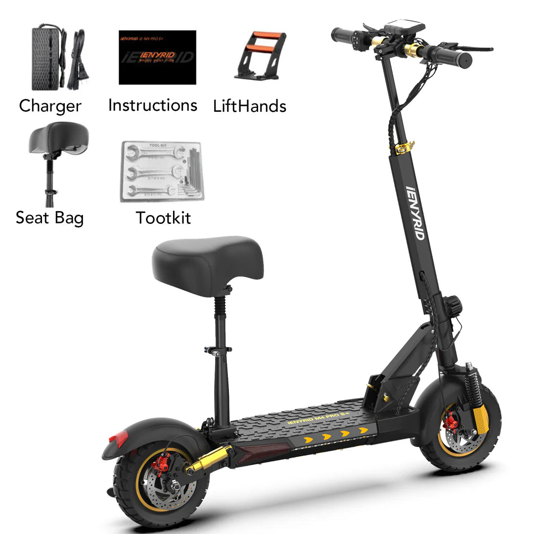 iENRYID M4 Pro S+ Electric Scooter with seat | 800W rated 1000W peak power| 45km/Hr | Full Suspension