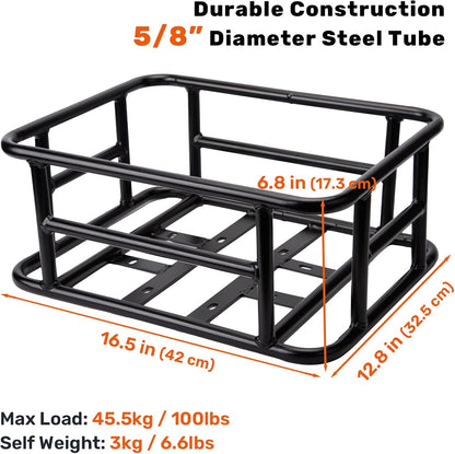 Universal Rear Basket for bikes | Heavy duty | 100lbs Capacity | With Net
