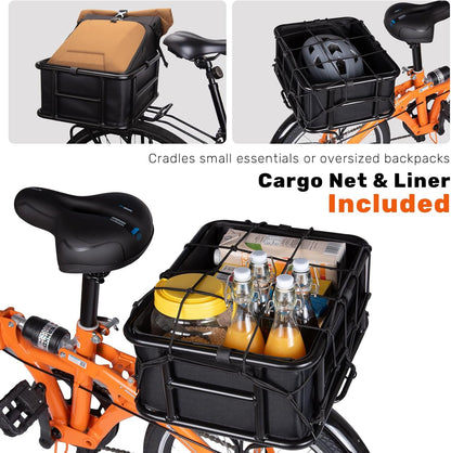 Universal Rear Basket for bikes | Heavy duty | 100lbs Capacity | With Net