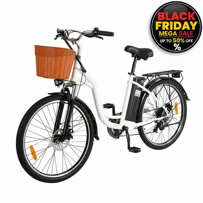 HK-C6 | Step-Thru Electric Bike | Motor 500-750W | 48V 12.5Ah removeable battery | 6 Speed Shimano
