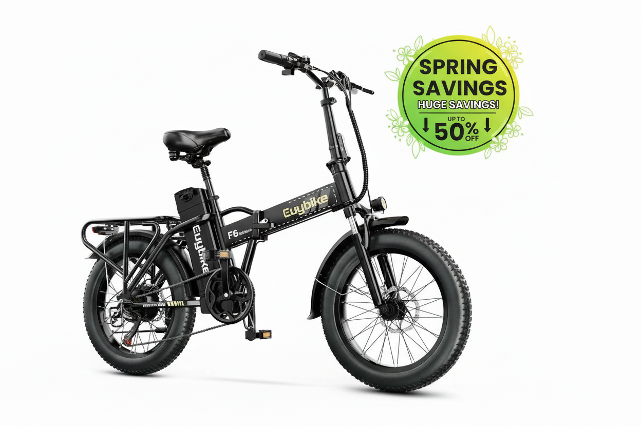 Euy F6 Long Range up to 100Km |48v 20AH battery |100W 50Km/Hr | Fat Tire | folable Electric Bike