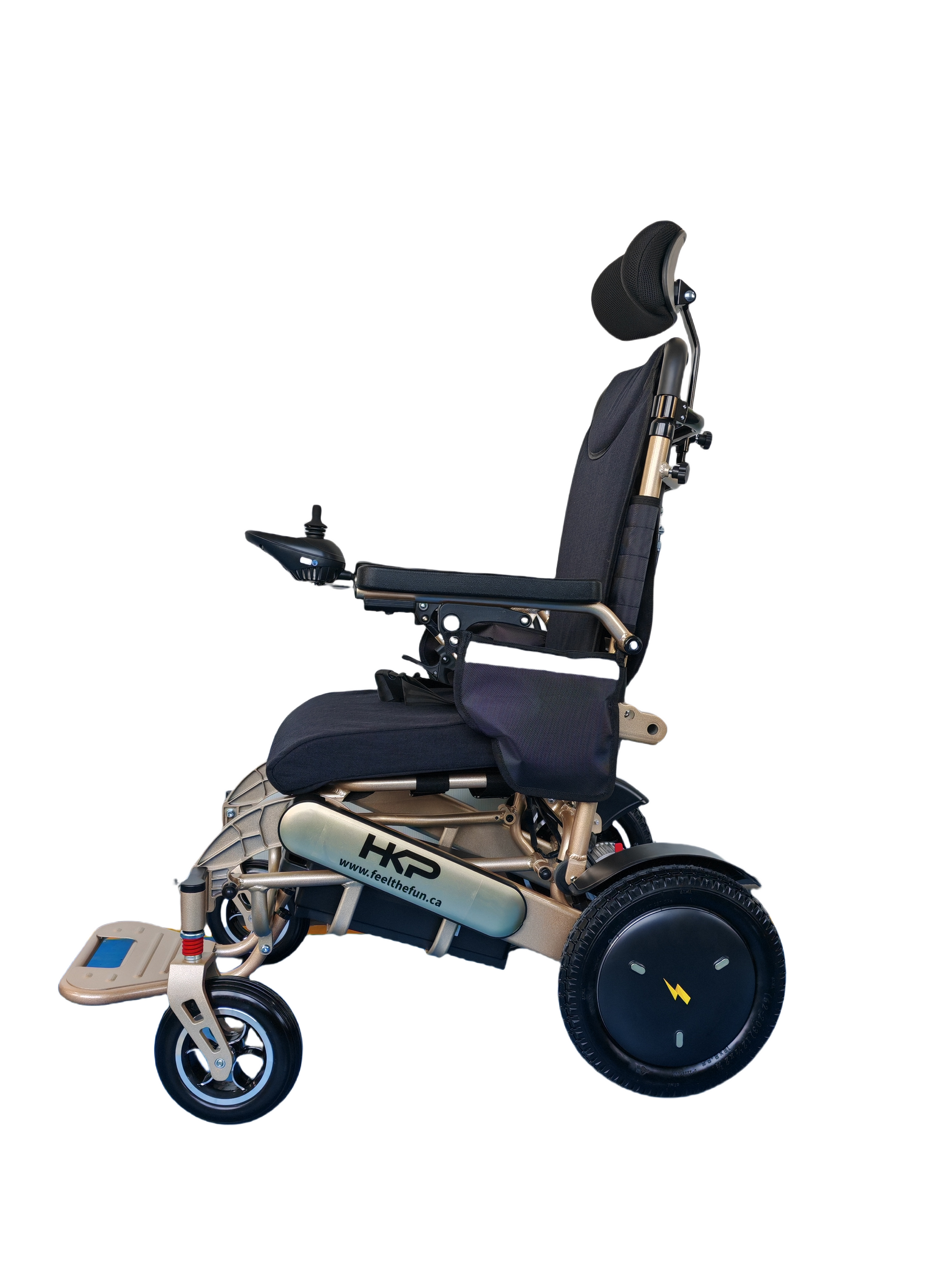 HK Aluminum Pro Gold wheelchair. side view