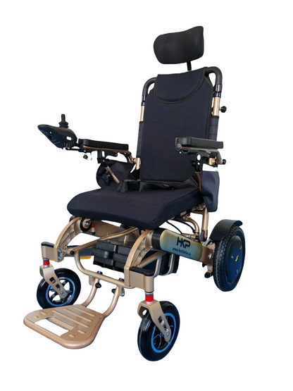 HK Aluminum Pro Powered wheelchair gold front view