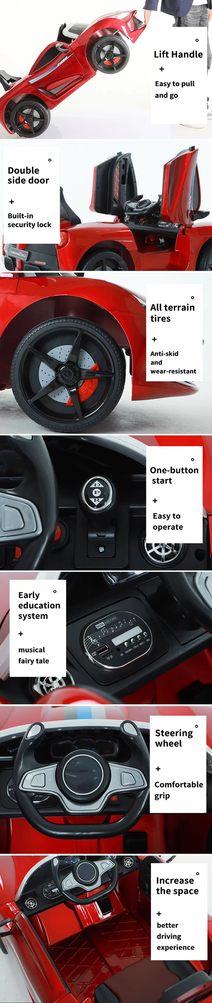 12V Premium Kids ride on Sports car | EVA tires, Parental Remote | Bluetooth speakers | Music